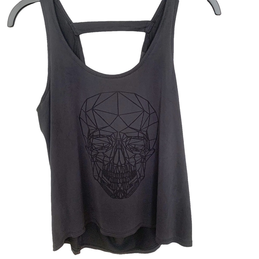 Evolution and Creation Black Burnout Skull Tank Spooky Halloween